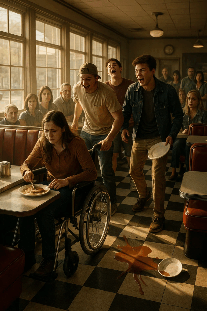 Teenagers Mocked A Girl In A Wheelchair At A Diner, But Everything Changed When A Dozen Bikers Walked In.